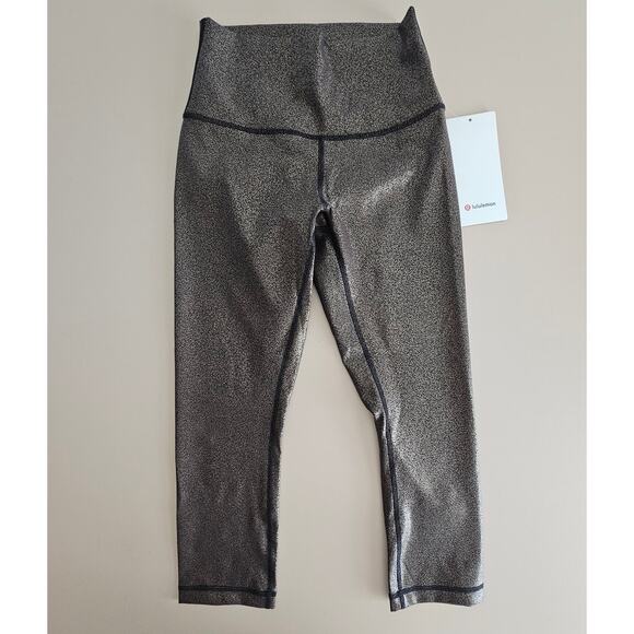 NWT Lululemon Black/Copper Foil Wunder High-Rise Luxtreme Crop 21" Leggings 4 - Picture 4 of 10